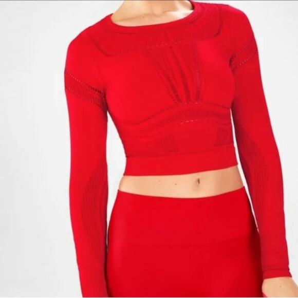 Fabletics Jaymee Mesh Long-Sleeve Cropped Top NEW With Tags Size Small - Picture 1 of 7